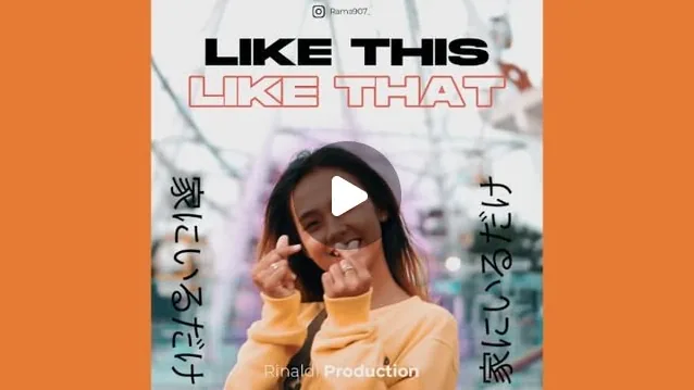 Cuplikan video Like This Like That dengan latar oranye dan teks Jepang