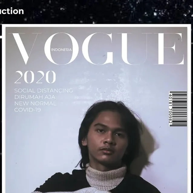 Komposisi foto bergaya sampul majalah Vogue 2020